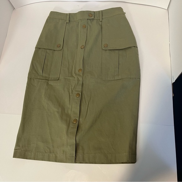 NWOT Anthropologie Isla Maude Utility Pencil Skirt Olive Green Women’s Small S - Picture 5 of 16